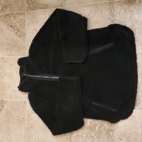 Cozy Sherpa Tops - Cozy Sherpa black quarter zip pull over fleece